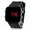 Unisex Red LED Jumbo Square Mirror Face Silicone Band Wrist Watch